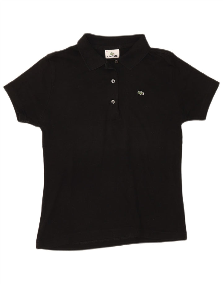 Женская рубашка поло Lacoste, размер 42, большая, черная, хлопок
