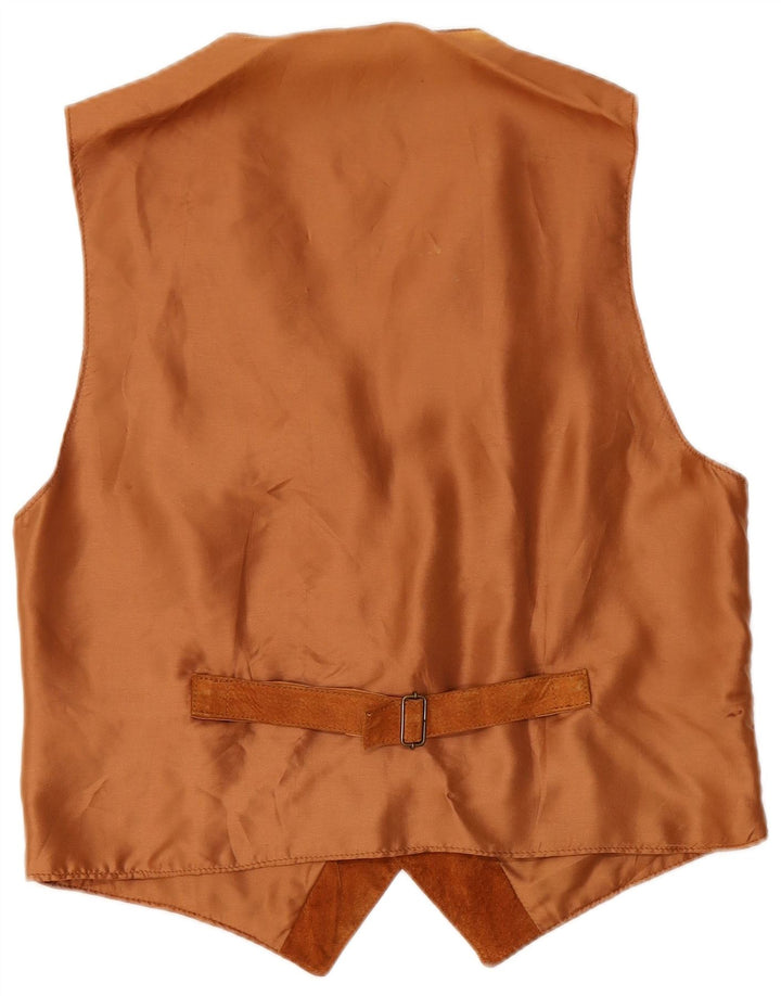 Винтажный женский замшевый жилет UK 16, большой коричневый кожаный размер