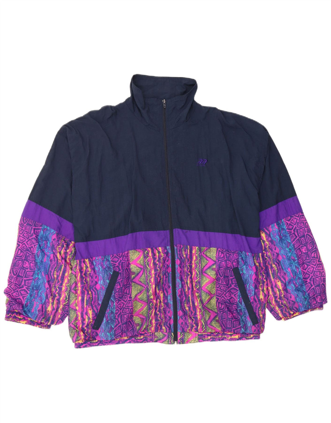 Мужской спортивный костюм VINTAGE, верхняя куртка, Великобритания, 46/48 XL, темно-синий, нейлон с цветными блоками