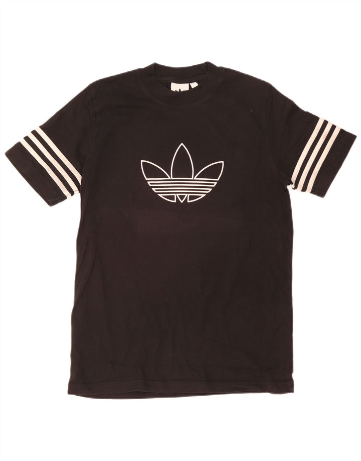 Мужская футболка Adidas с рисунком, маленькая, черная, хлопковая