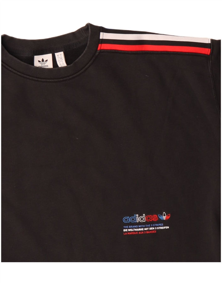 Женский свитер с тремя полосками Adidas UK 14, большой черный