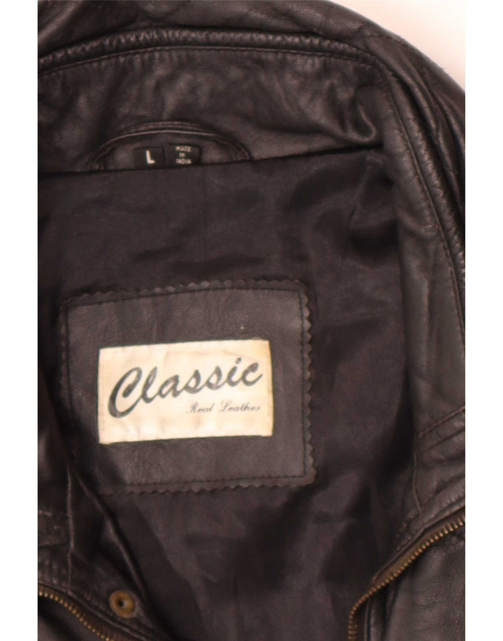 Мужская кожаная куртка CLASSIC UK 40, большая черная