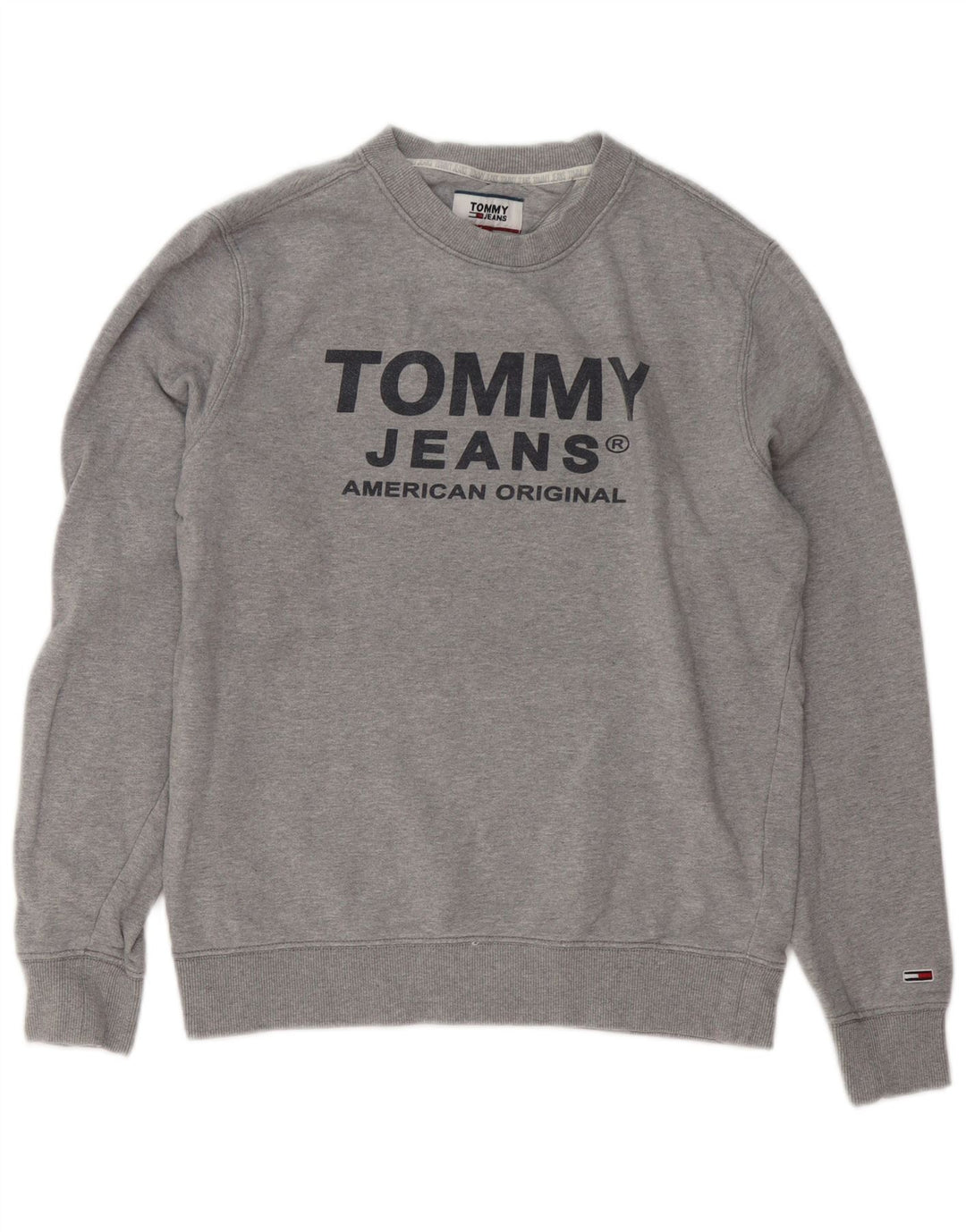 Мужской свитшот с рисунком Tommy Hilfiger, маленький серый хлопковый джемпер