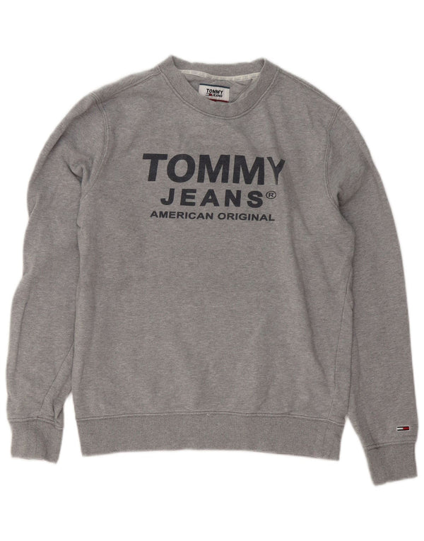 Мужской свитшот с рисунком Tommy Hilfiger, маленький серый хлопковый джемпер