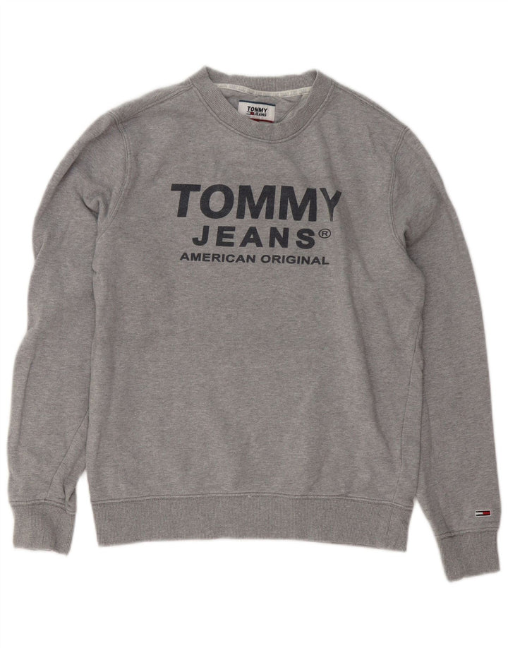 Мужской свитшот с рисунком Tommy Hilfiger, маленький серый хлопковый джемпер