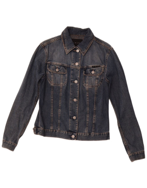 Женская джинсовая куртка SISLEY UK 10, маленькая, темно-синяя, хлопок