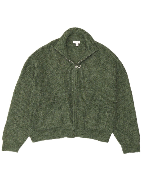 Topshop Womens Oversized Cardigan Sweater UK 14 Medium Green Acrylic