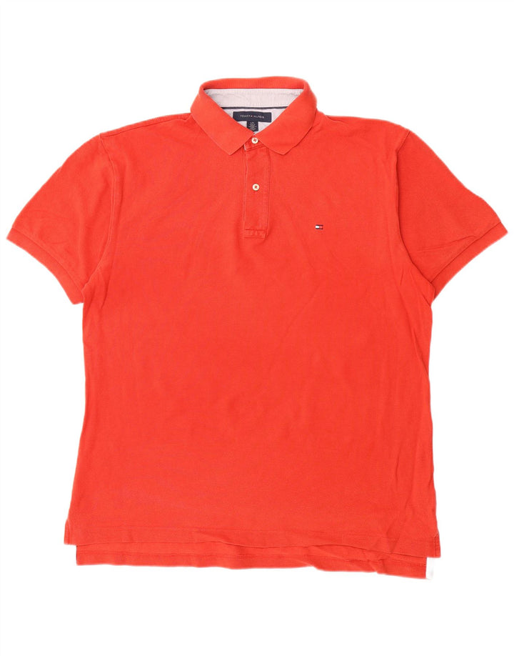 TOMMY HILFIGER Mens Polo Shirt Large Red Cotton