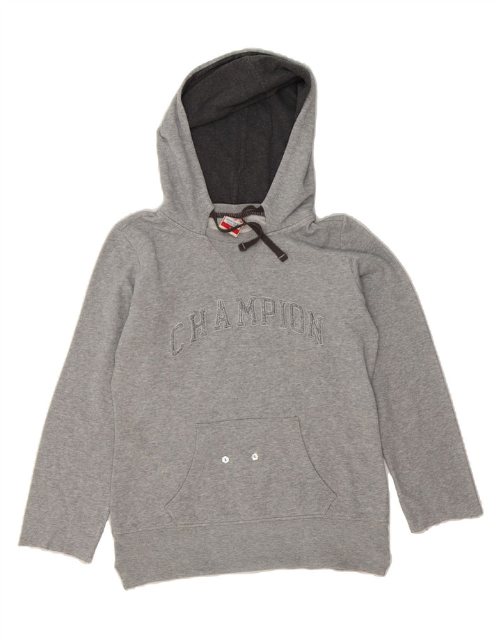 CHAMPION Womens Graphic Hoodie Jumper UK 12 Medium Grey Vintage Champion and Second-Hand Champion from Messina Hembry 