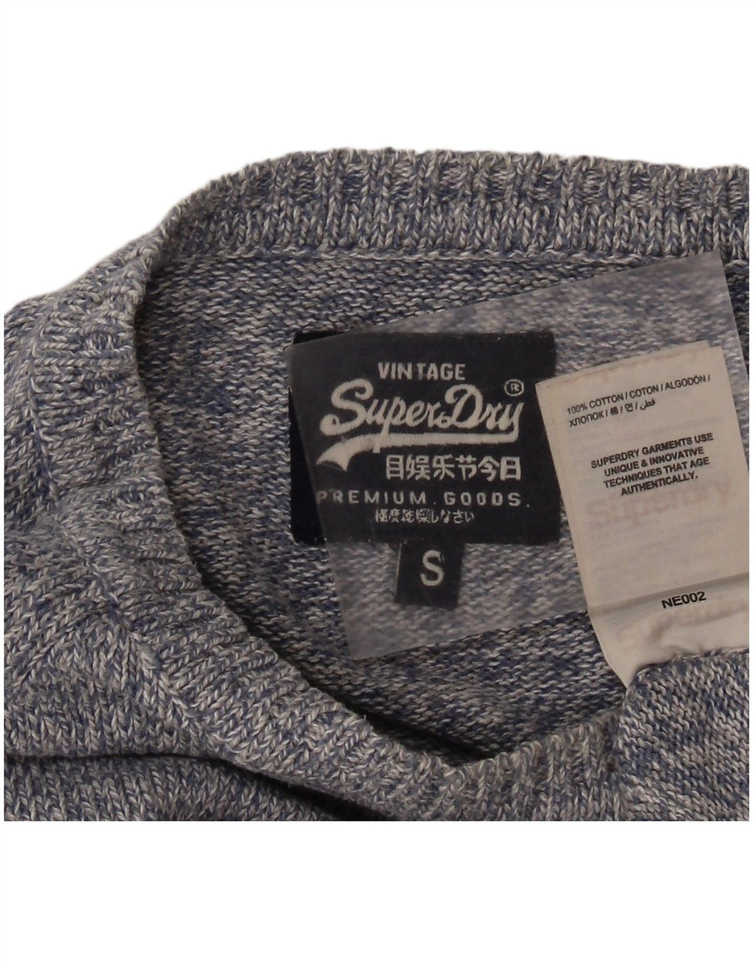 Мужской джемпер с круглым вырезом Superdry, маленький синий хлопковый джемпер в крапинку