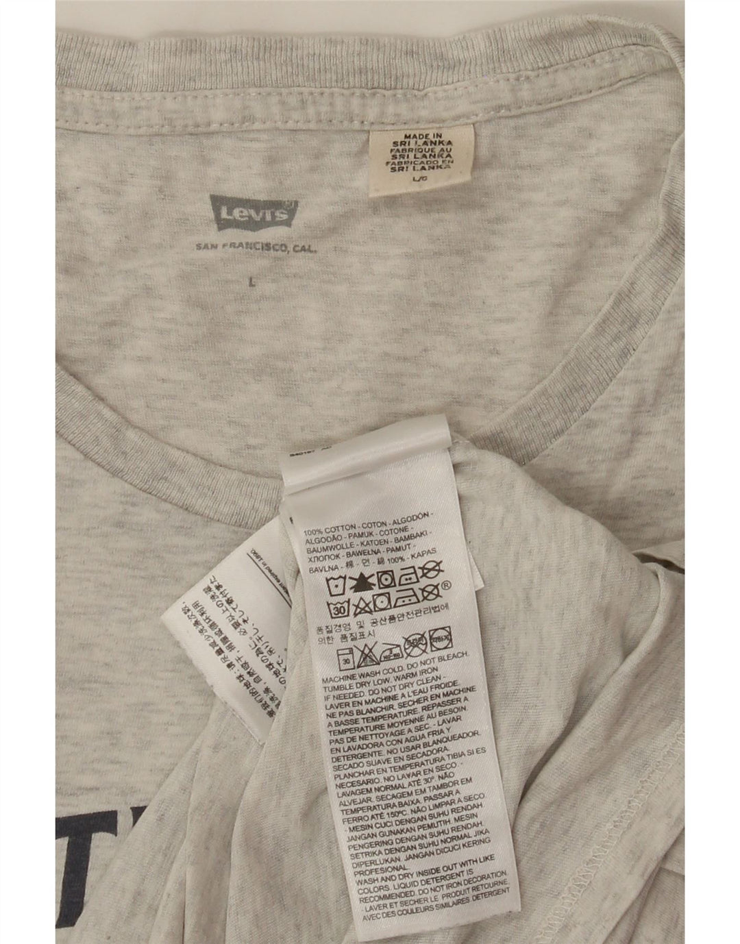 Мужская футболка с рисунком LEVI'S, большой серый хлопок