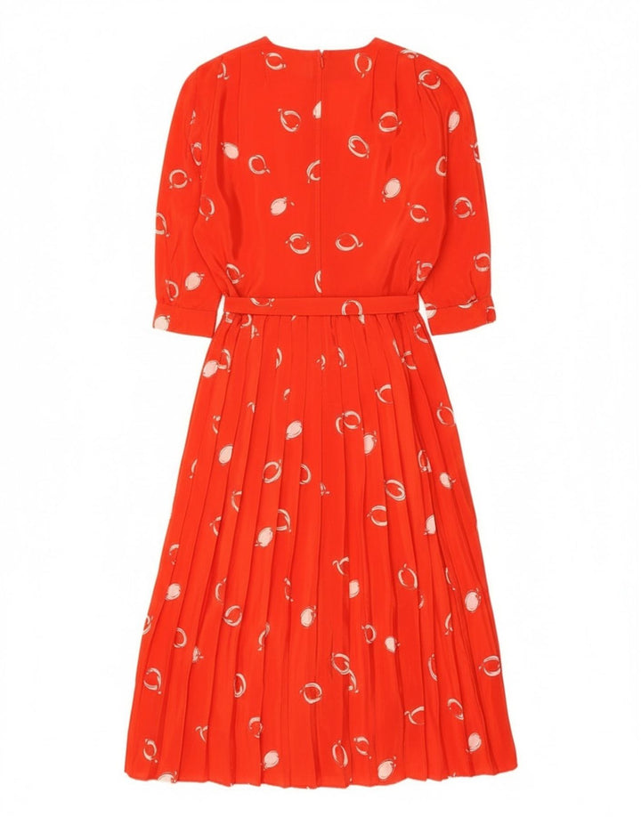 Винтажное женское платье макси с абстрактным узором и рукавами 3/4, EU 42, большое красное