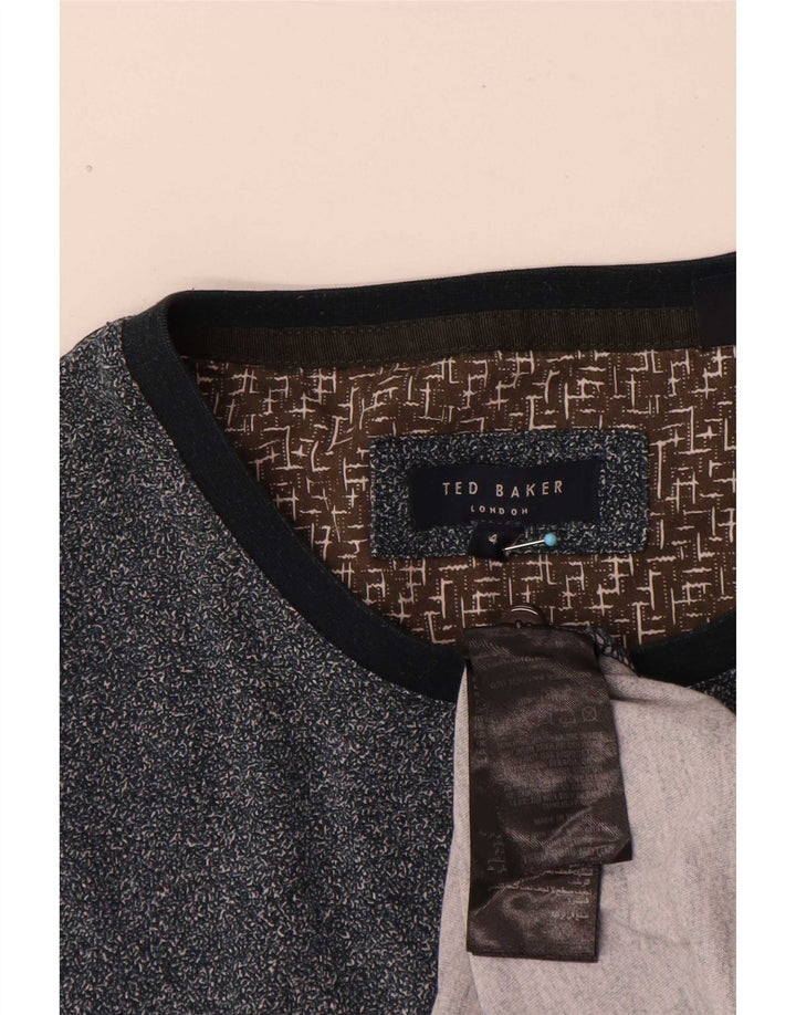 Мужская футболка Ted Baker, размер 4, большая, темно-синяя, в крапинку, из хлопка