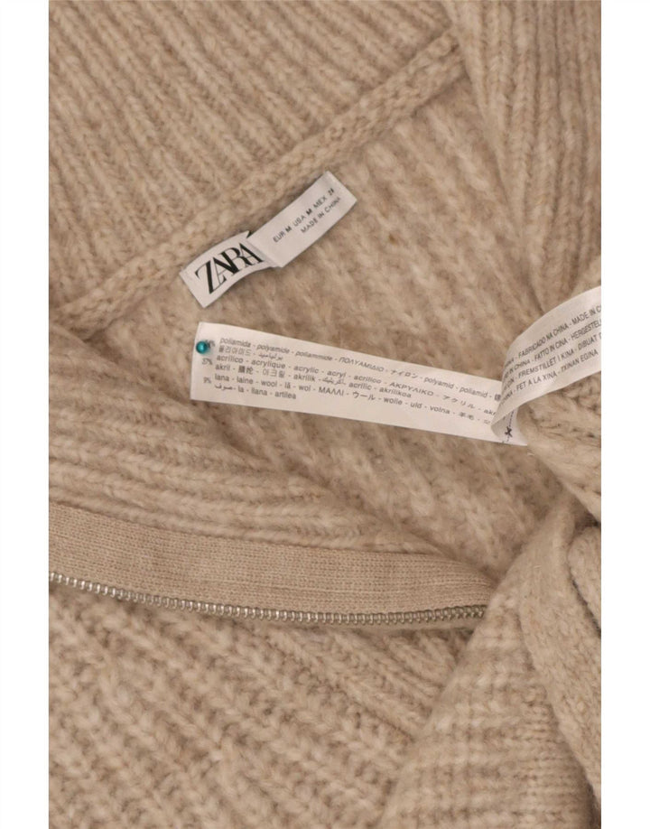 Женская укороченная майка Zara UK 14, средний бежевый полиамид