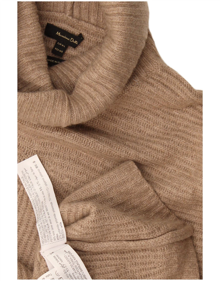 Женский свободный джемпер с высоким воротником Massimo Dutti UK 14, средний коричневый цвет