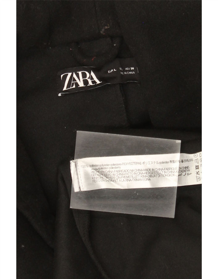 Женское пальто с капюшоном ZARA UK 16, большой черный полиэстер
