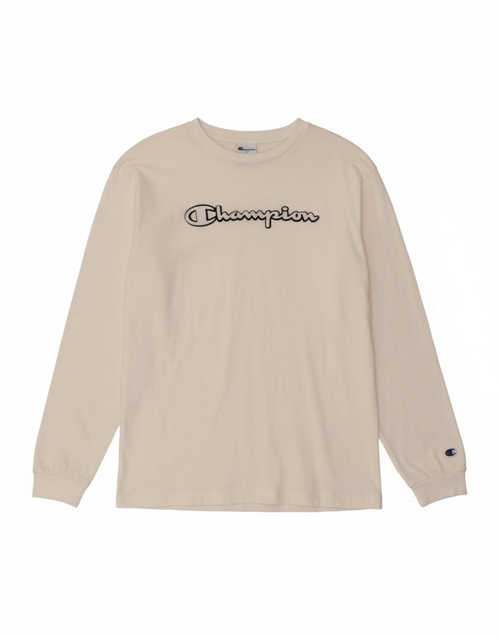 CHAMPION Mens Graphic Top Long Sleeve 2XL White Cotton