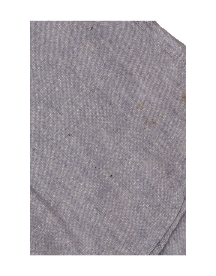 J. CREW Mens Slim Short Sleeve Shirt Large Blue Linen Vintage J. Crew and Second-Hand J. Crew from Messina Hembry 