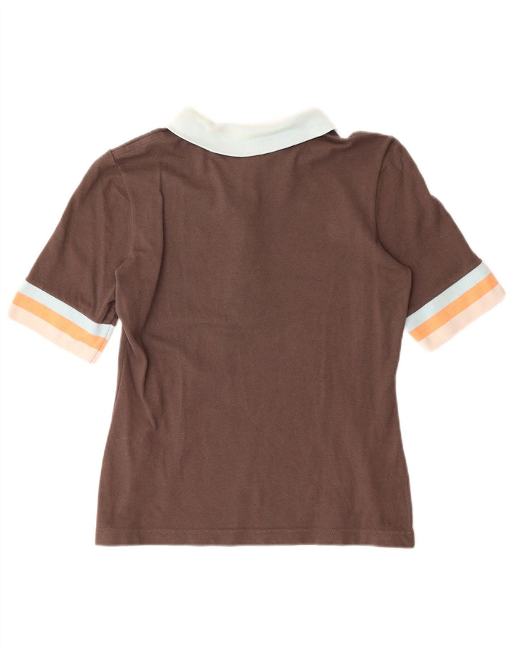 LACOSTE Womens Polo Shirt Size 40 Medium Brown Colourblock Cotton