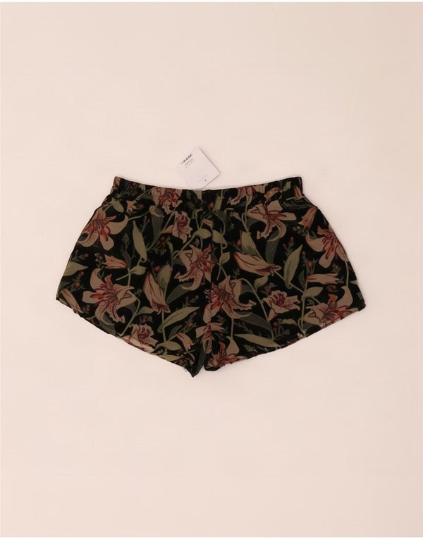 Topshop Женские шорты UK 8 Small W27 Черные вискозные с цветочным принтом