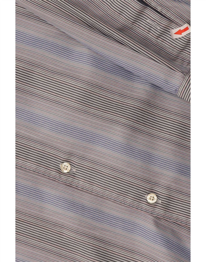 Мужская рубашка Lacoste, размер 44 XL, хлопковая синяя полоска