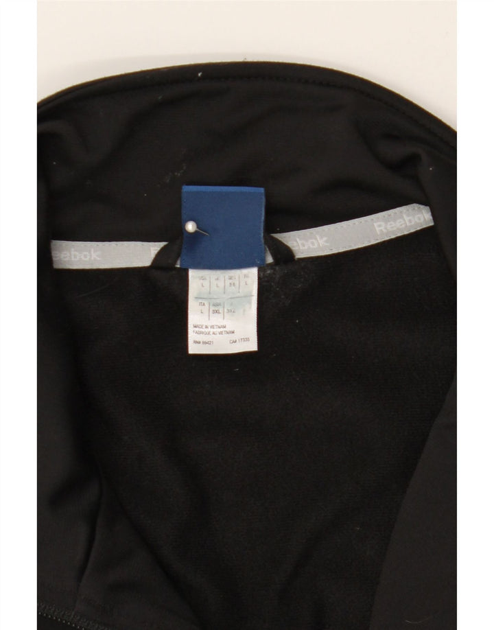 REEBOK Mens Tracksuit Top Jacket Large Black Colourblock Polyester Vintage Reebok and Second-Hand Reebok from Messina Hembry 
