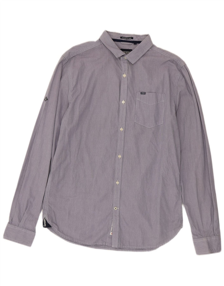 Мужская рубашка Superdry XL, синяя хлопковая полоска