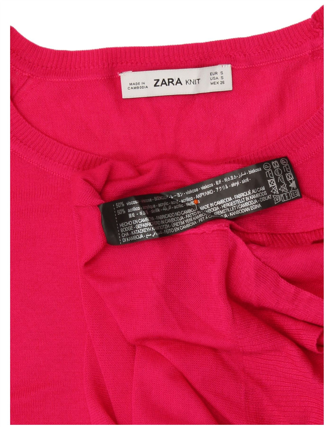 Женский свободный джемпер с круглым вырезом Zara UK 10, маленький розовый вискоза