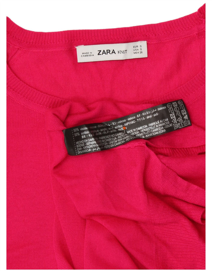 Женский свободный джемпер с круглым вырезом Zara UK 10, маленький розовый вискоза