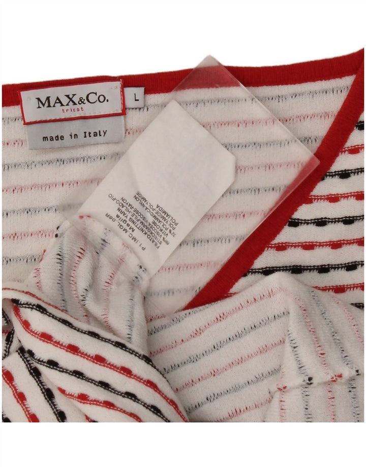 Женский укороченный топ MAX & CO. с рукавом 3/4, Великобритания 14, большая вискоза в белую полоску