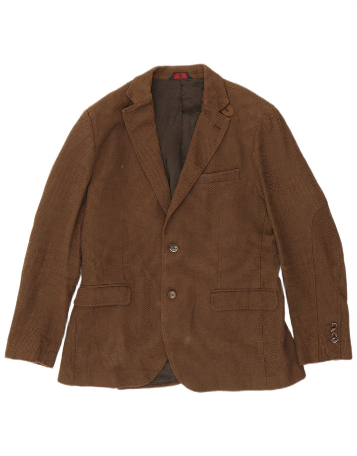 MASSIMO DUTTI Мужской пиджак на 2 пуговицах UK 38 Средний Коричневый Вискоза