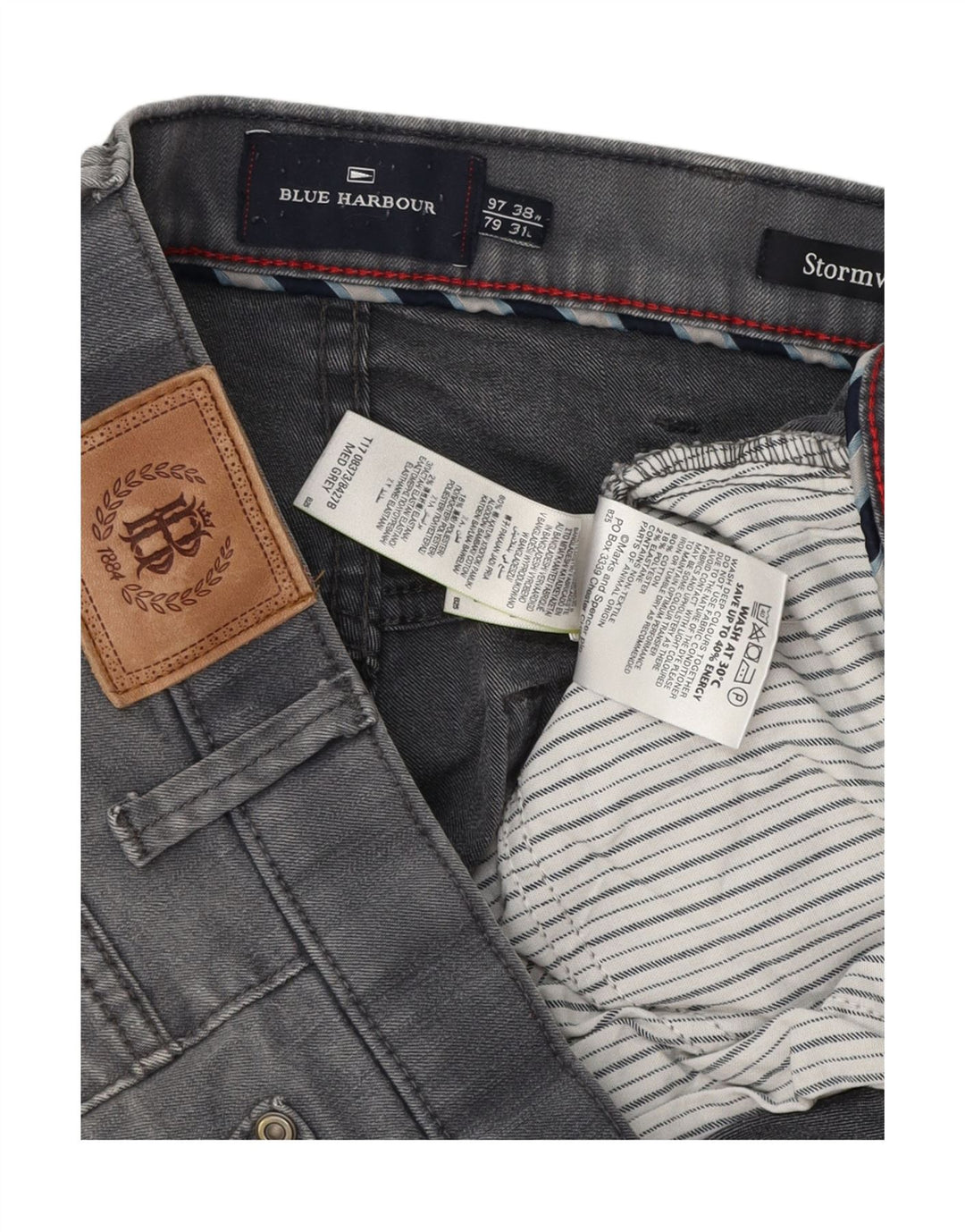 Мужские прямые джинсы Marks & Spencer Blue Harbour W38 L31 серые, хлопок