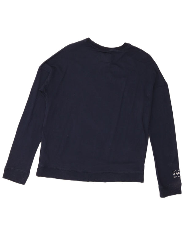 Женский свитер с рисунком Superdry UK 8, маленький темно-синий, вискоза