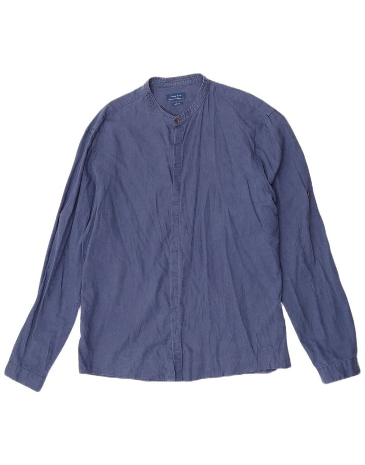 Мужская рубашка узкого кроя Zara XL темно-синяя