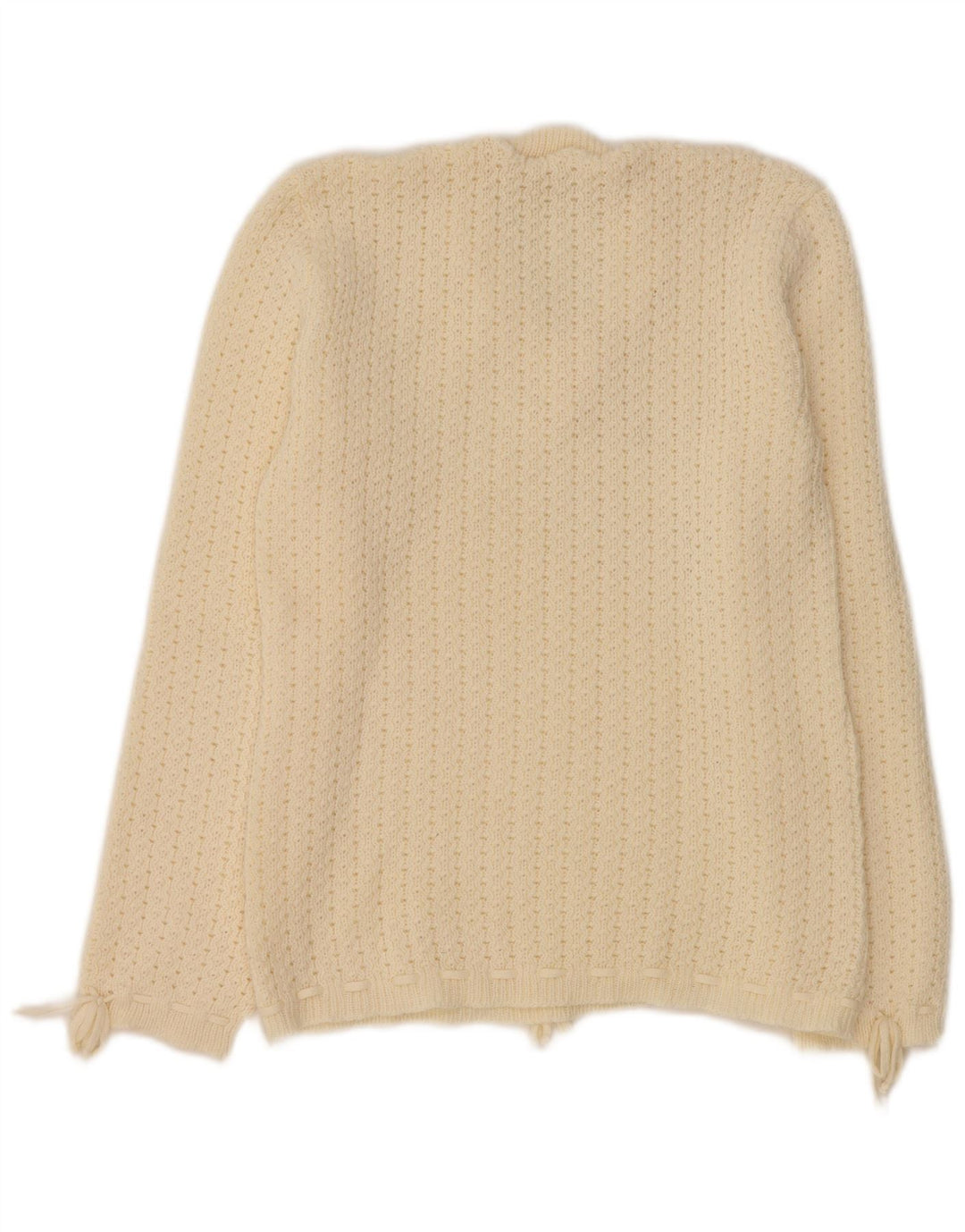 ВИНТАЖНЫЙ женский джемпер с v-образным вырезом, Великобритания 12, средний, белый цвет