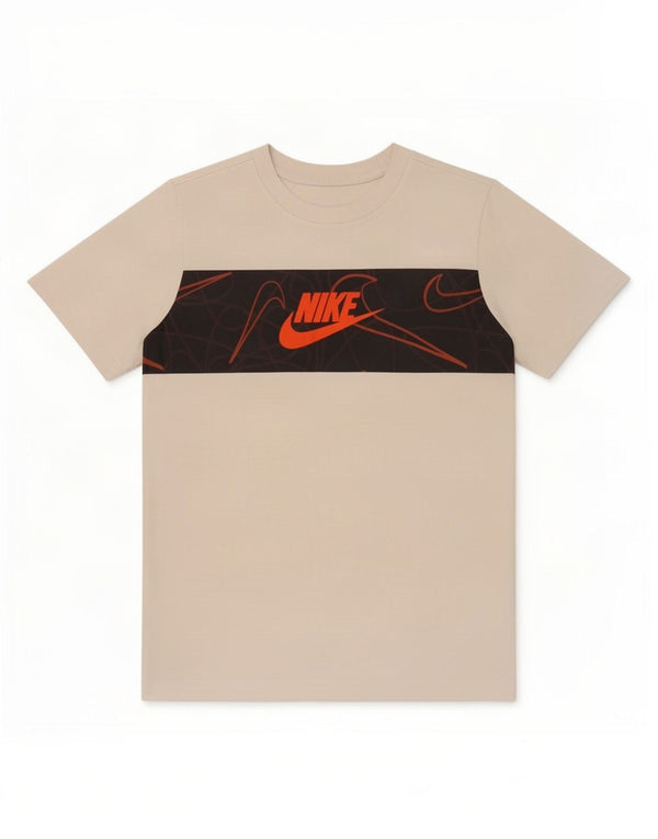Футболка с рисунком Nike для мальчиков, топ 10–11 лет, средний размер, белый хлопок с цветными блоками