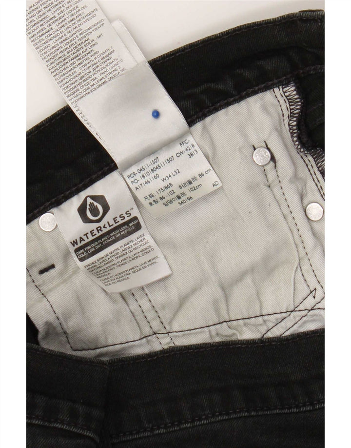 Мужские узкие джинсы Levi's W34 L32, черный хлопок