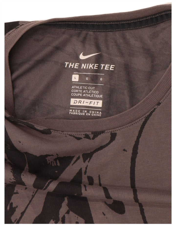 Мужская футболка Nike Dri Fit с абстрактным узором и графическим рисунком, большой серый цвет