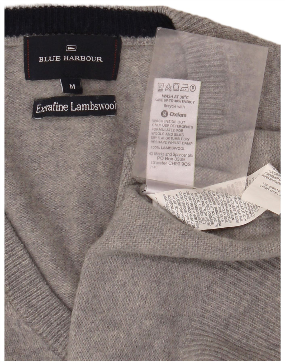 Женский джемпер с v-образным вырезом Marks & Spencer Blue Harbour, Великобритания 14, средний серый