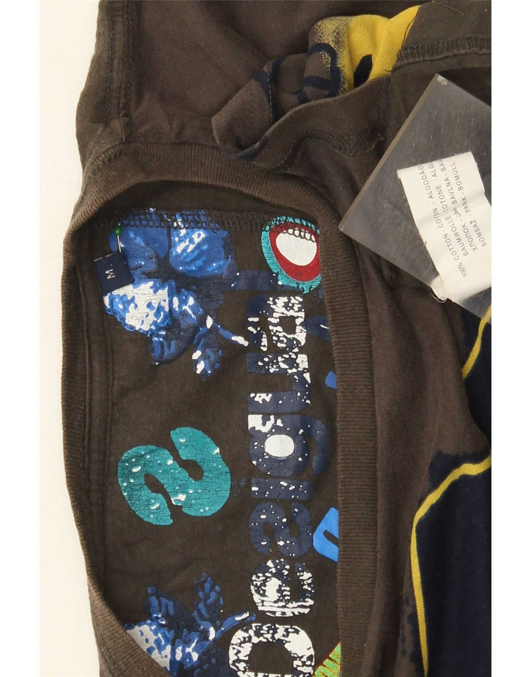 Мужская футболка с рисунком Desigual, хлопковый топ среднего коричневого цвета