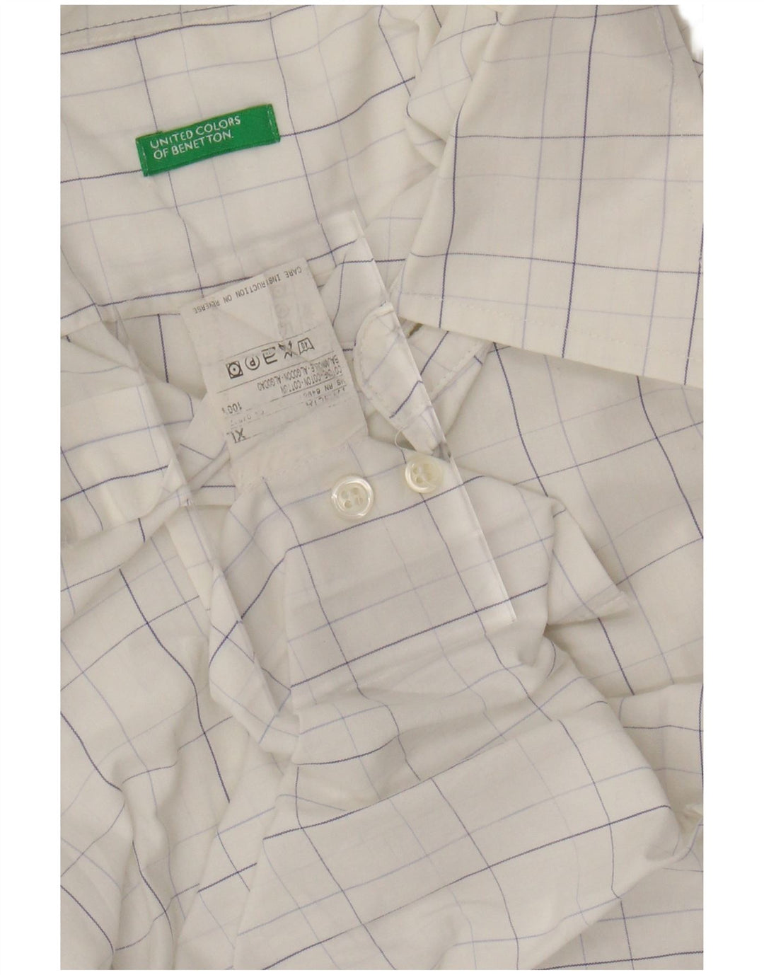 Мужская рубашка BENETTON XL, белая клетка, хлопок