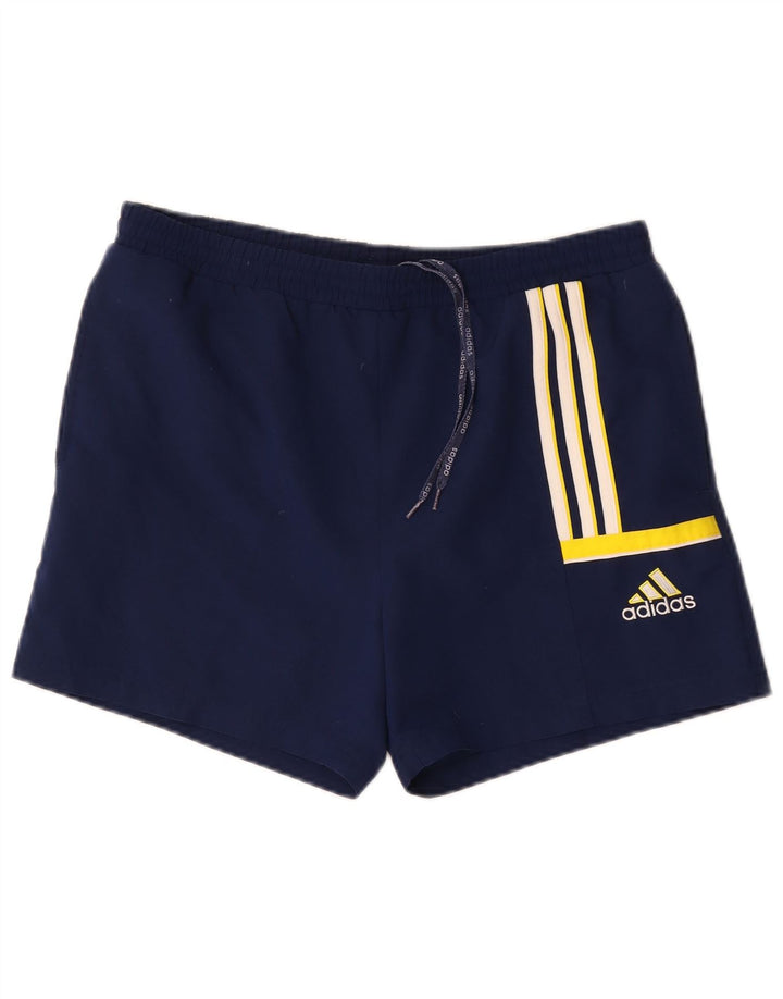 Мужские спортивные шорты Adidas среднего размера, темно-синие, полиэстер