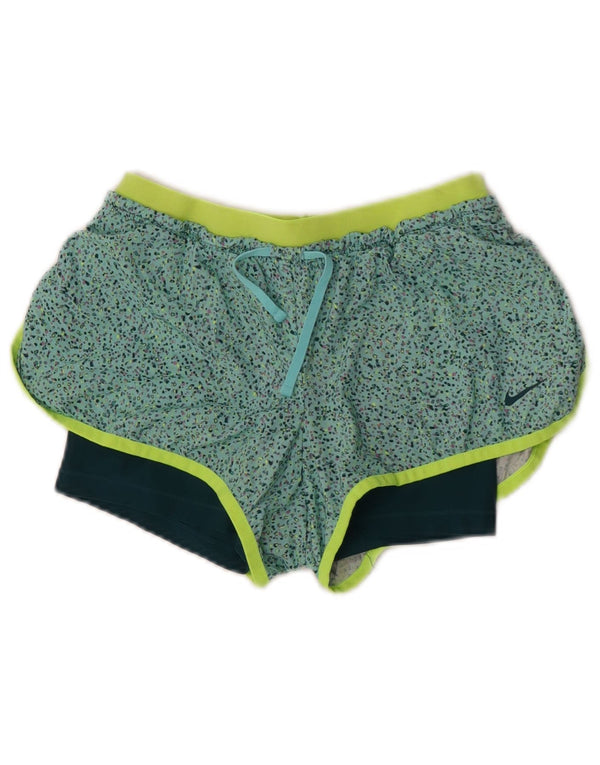 Женские спортивные шорты Nike Dri Fit UK 6 XS, зеленый полиэстер с крапинками