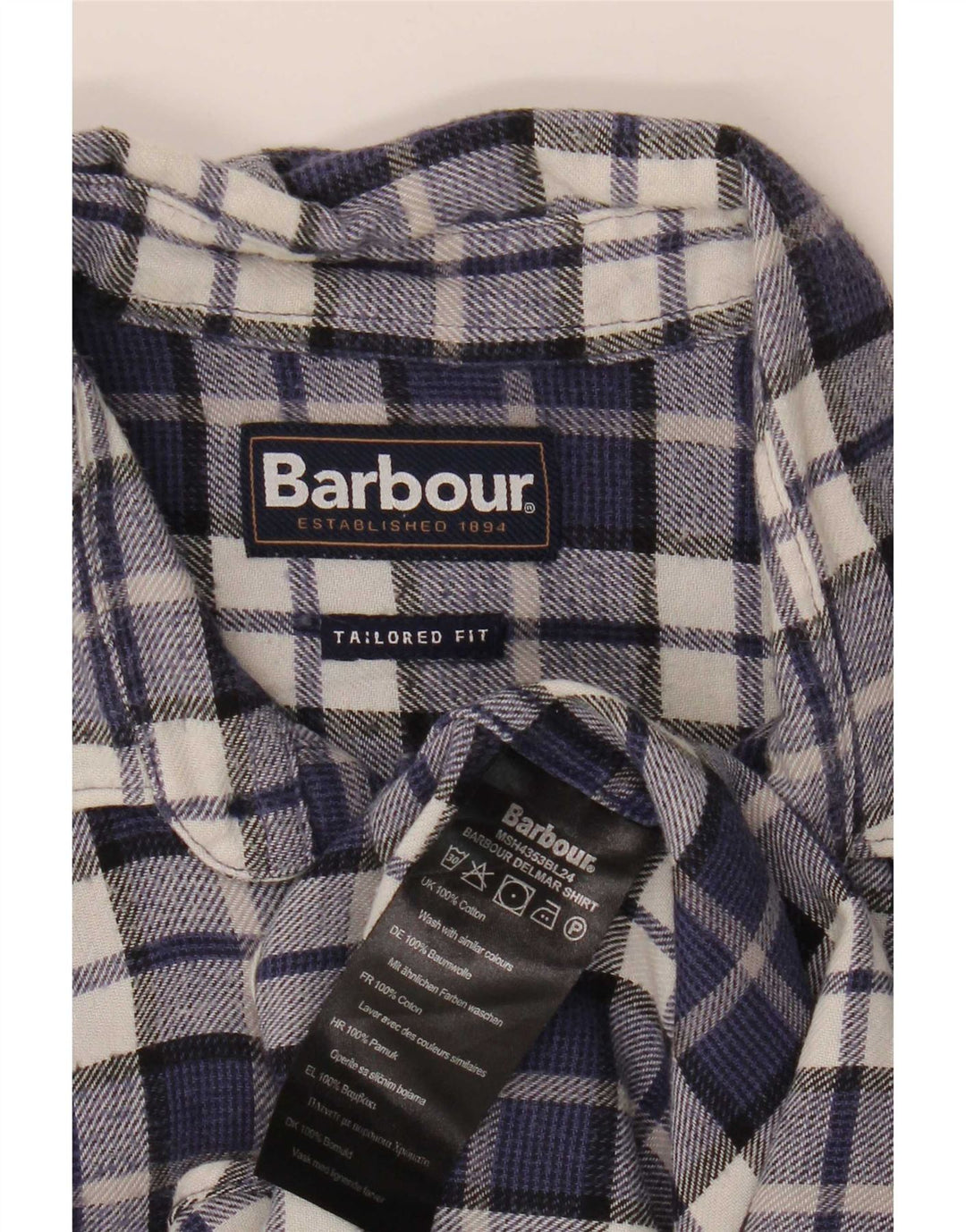 Мужская фланелевая рубашка Barbour, маленькая, темно-синяя, в клетку, хлопок