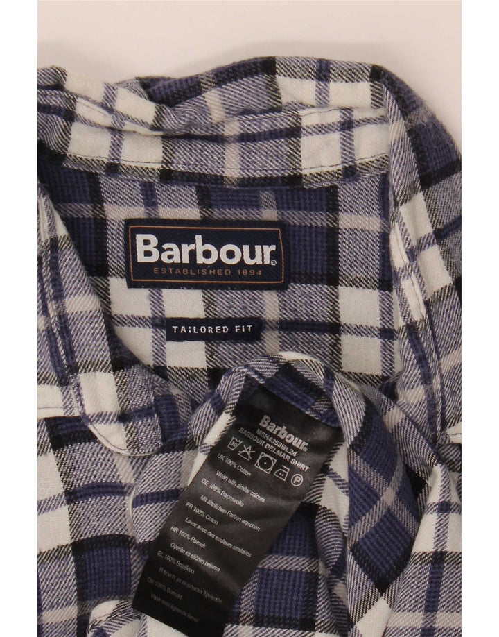 Мужская фланелевая рубашка Barbour, маленькая, темно-синяя, в клетку, хлопок