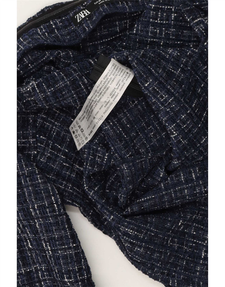 Женский топ с открытыми плечами Zara UK 12, средний темно-синий полиэстер в клетку