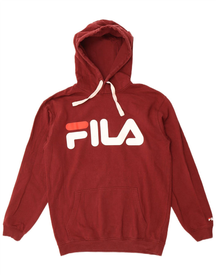 Мужской джемпер с капюшоном Fila с рисунком, темно-бордовый, хлопок