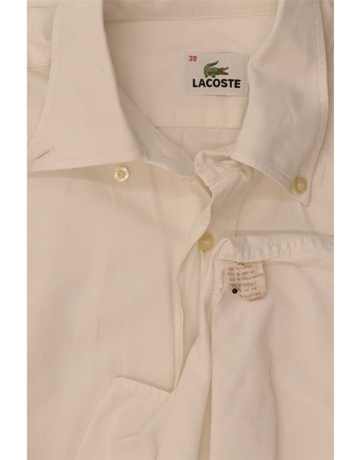 Мужская рубашка с коротким рукавом Lacoste, размер 39, средний белый хлопок