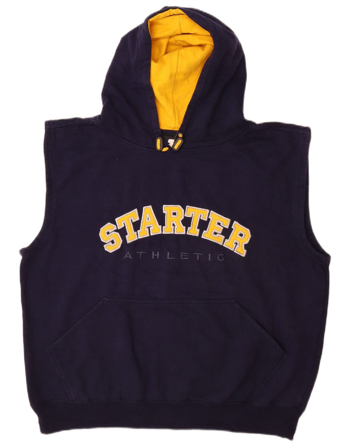 STARTER Мужской джемпер без рукавов с рисунком, большой размер, темно-синий, хлопок