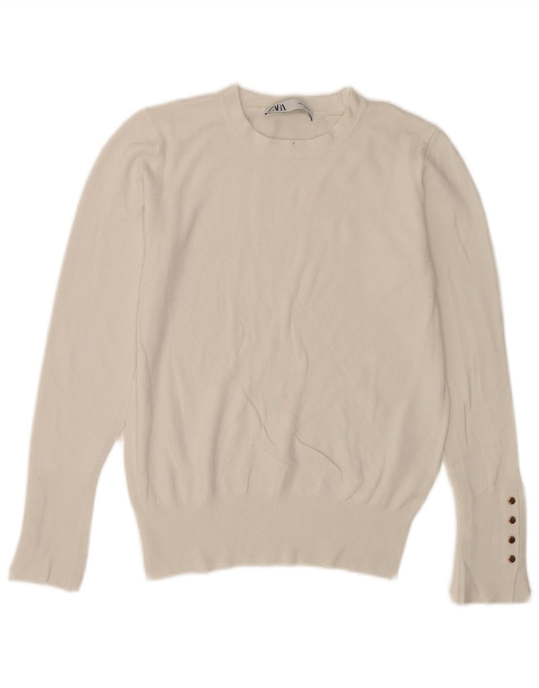 Женский джемпер с круглым вырезом Zara UK 12, средний белый